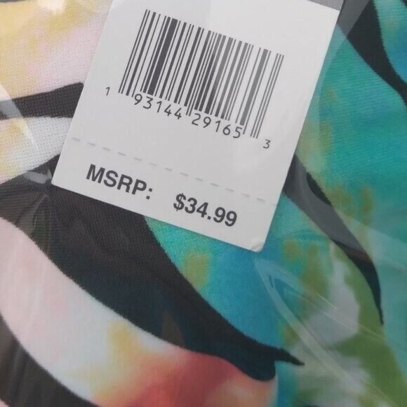 Sundazed Multicolor Palm Print Bikini Top With Ruffle Trim & Adjustable Halter T - Picture 6 of 6